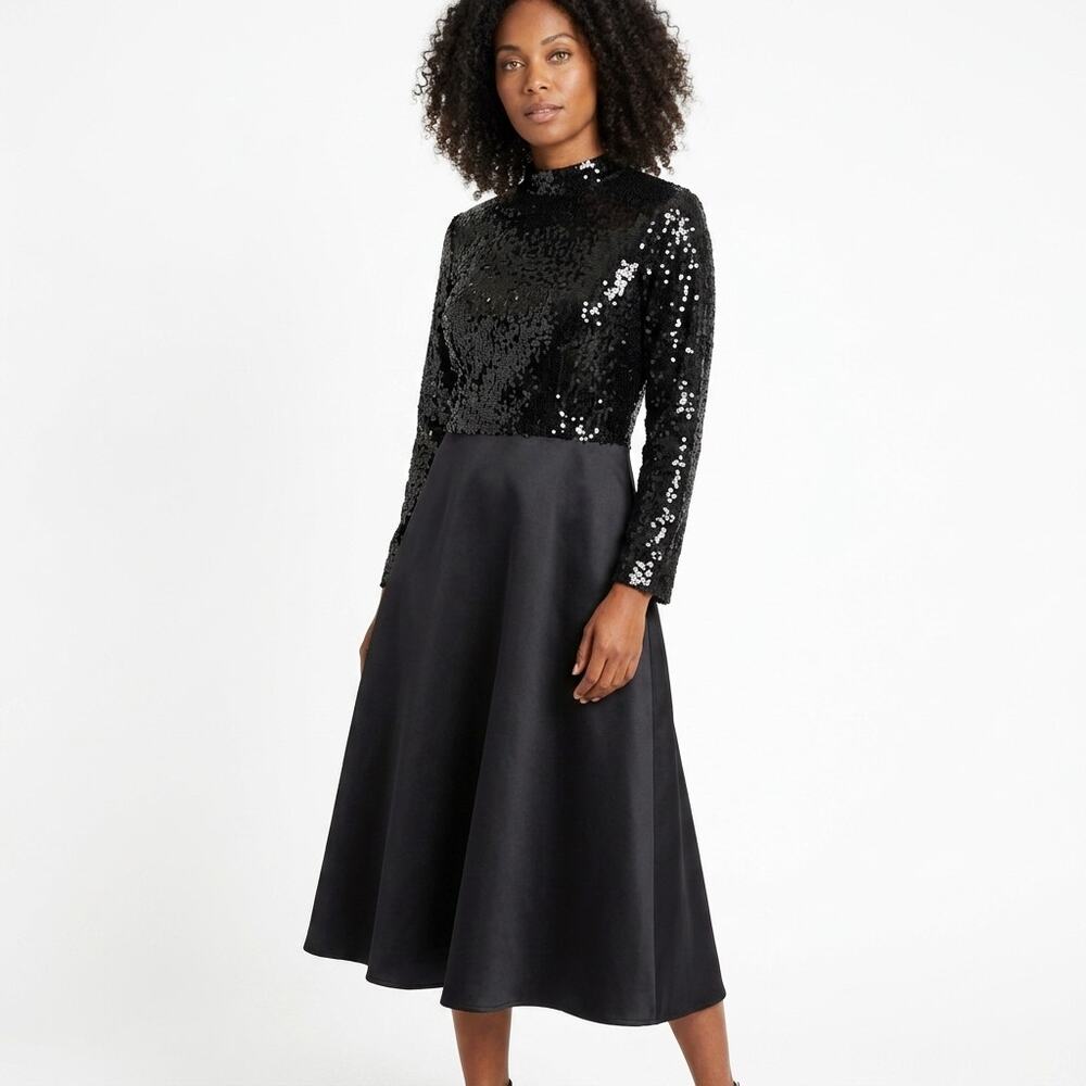 Front ROW Black Sheath Midi Dress Women Size 12